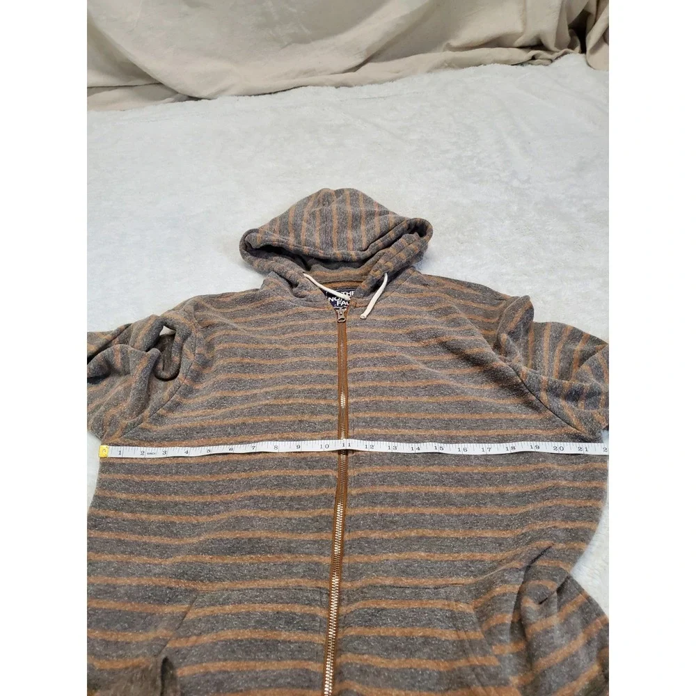 The North Face Brown Striped Full Zip Up Hooded Sweater Men Large Casual Logo